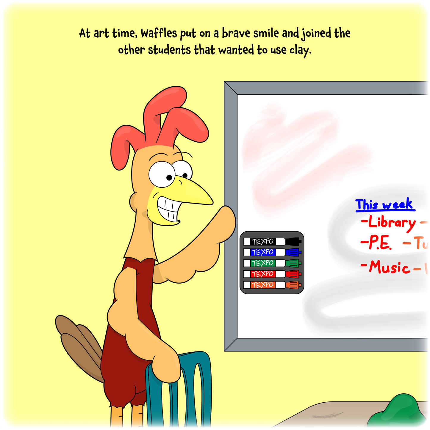 Waffles the Chicken Classroom Jitters